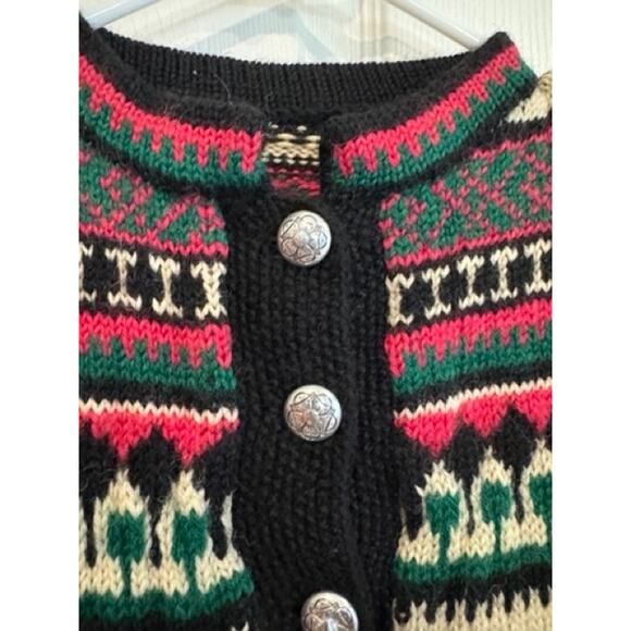 Vintage Nordic Cardigan Handmade Sweater Fair Isle Button Up Cabincore Folk - Picture 3 of 8